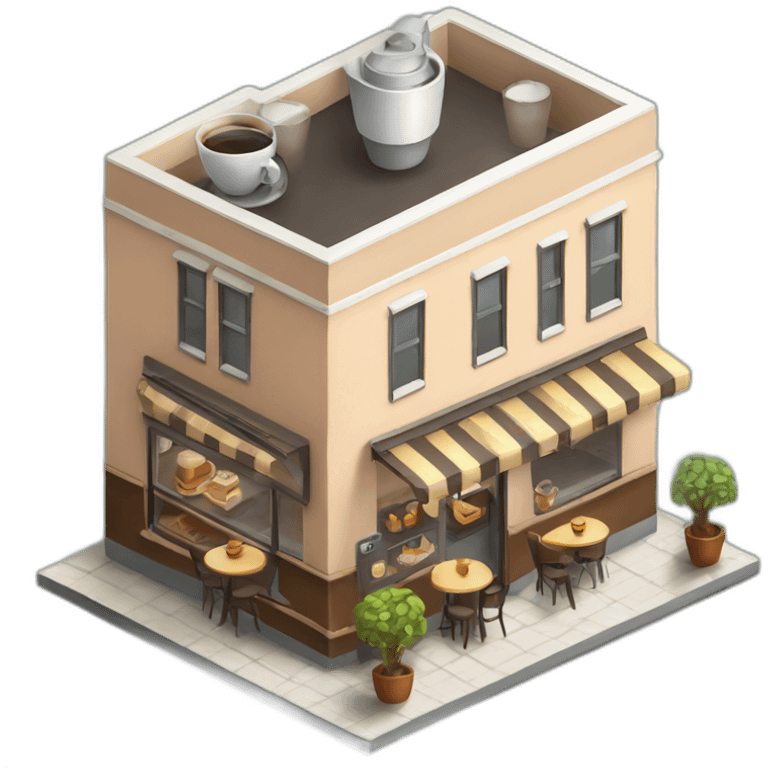 isometric coffee shop emoji