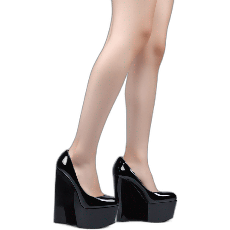 One view back Black Patent Leather Daffodile Platform Heels emoji