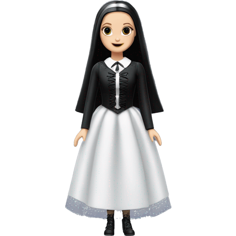 Principessa Barbie, teen Wednesday Addams,cute,showing off, show full body,happily mourning accessories veil emoji