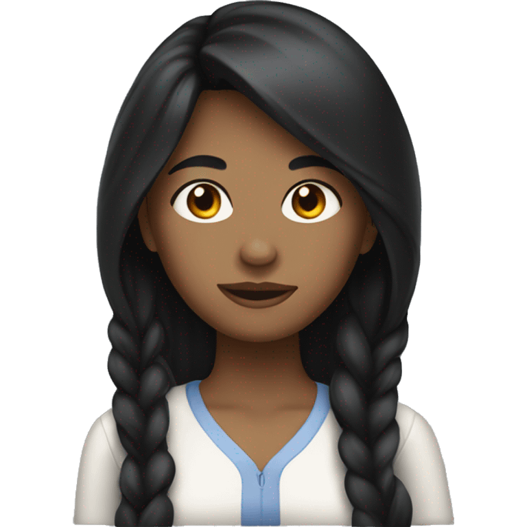 black-haired woman with long hair, brown eyes emoji