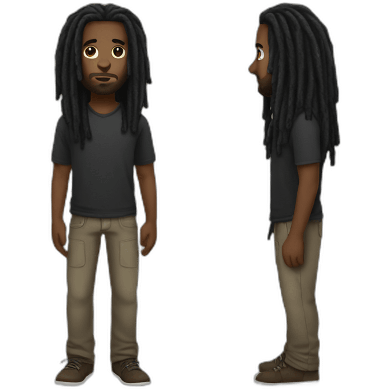 black man-dread locks-full body emoji