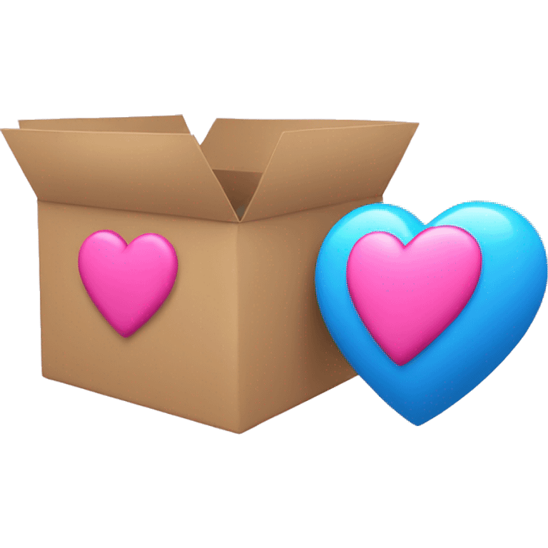 blue and pink heart with a box on it emoji