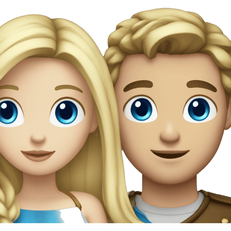 blonde guy with blue eyes, brunette girl couple emoji