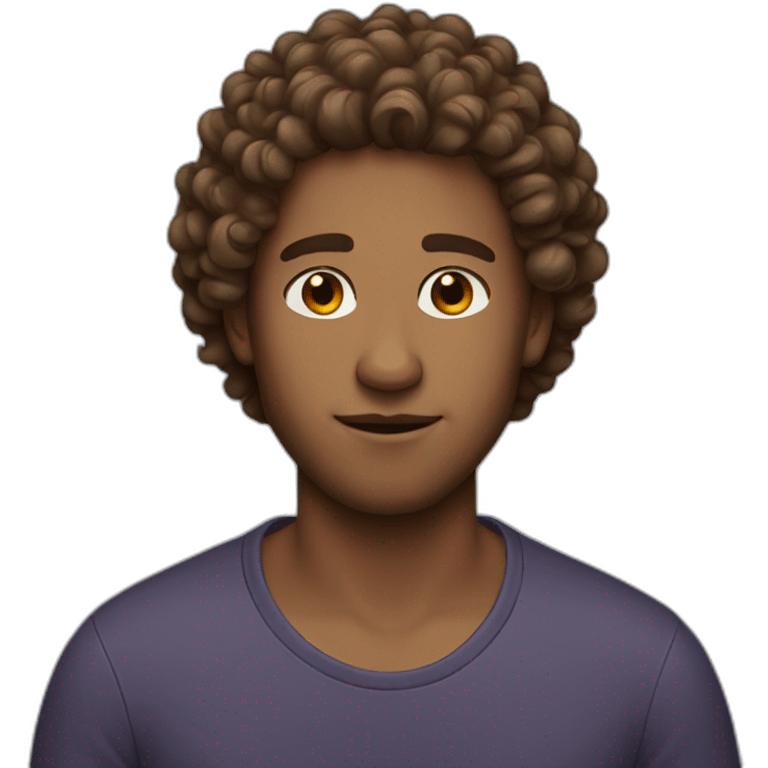 Brown guy with curly hair emoji