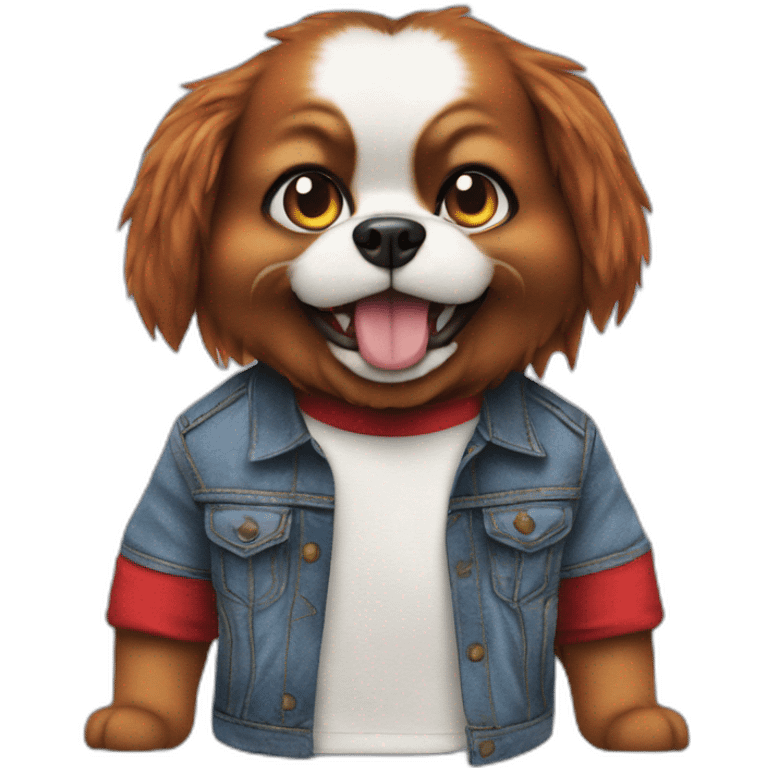 Dog chucky doll costume or shirt emoji