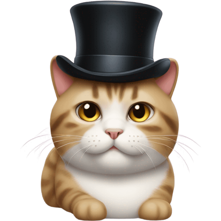 Chubby cat with a tiny top hat  emoji