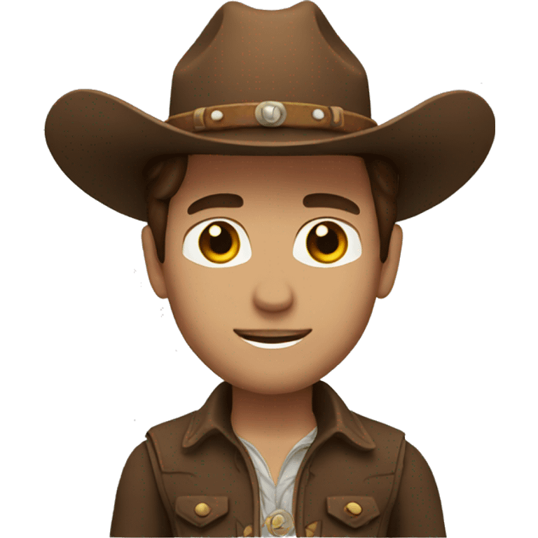 Cowboy with brown hair and brown eyes  emoji