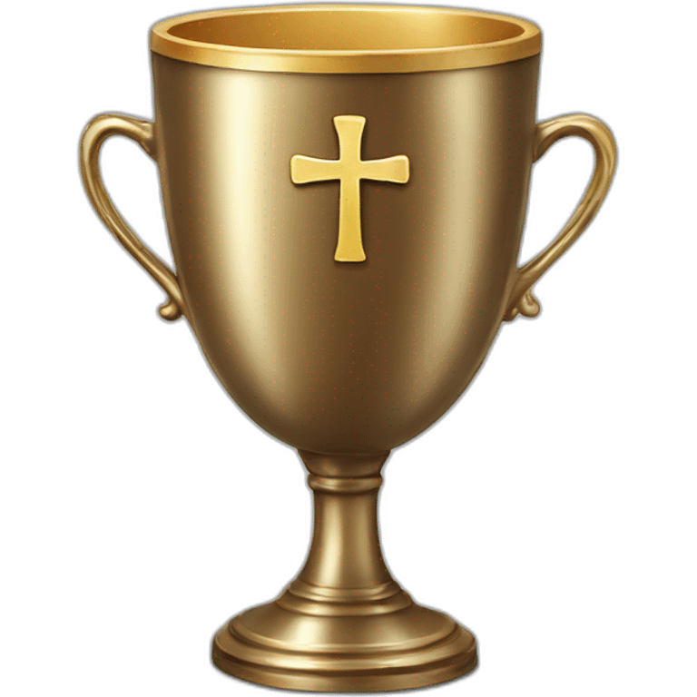 Christian cup for the winner with a cross emoji