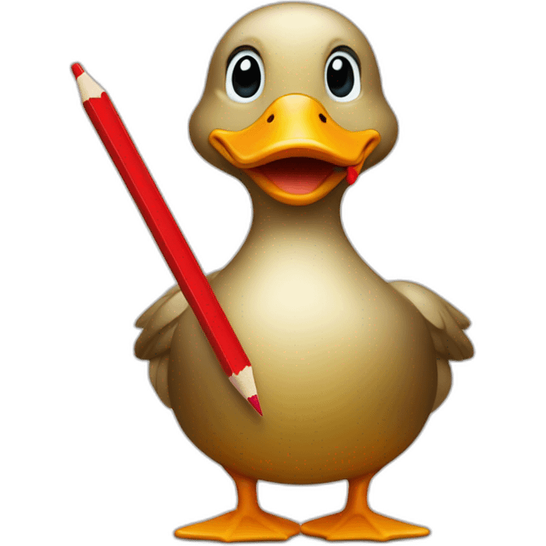 duck holding a red pencil emoji