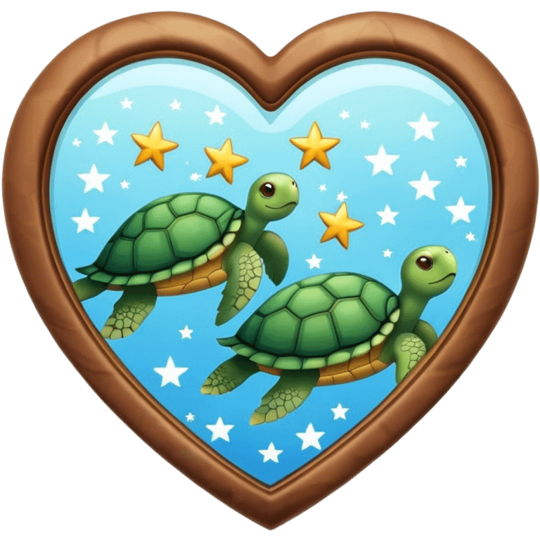 Heart shaped Mirror with turtle and stars emoji