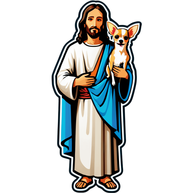 Jesus looking man with chihuahua emoji