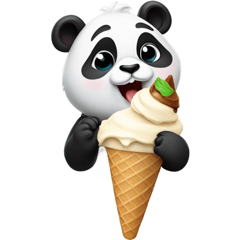 Panda eating ice cream emoji