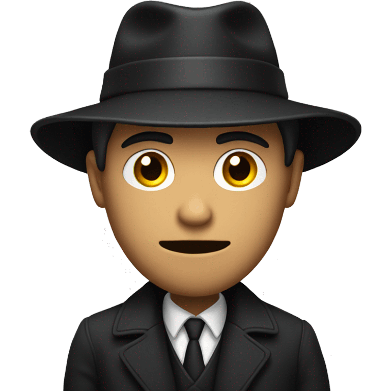 suspicious man with black hat and a coat  emoji