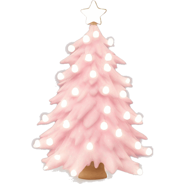 Loveshackfancy pink and white Christmas tree with lights emoji