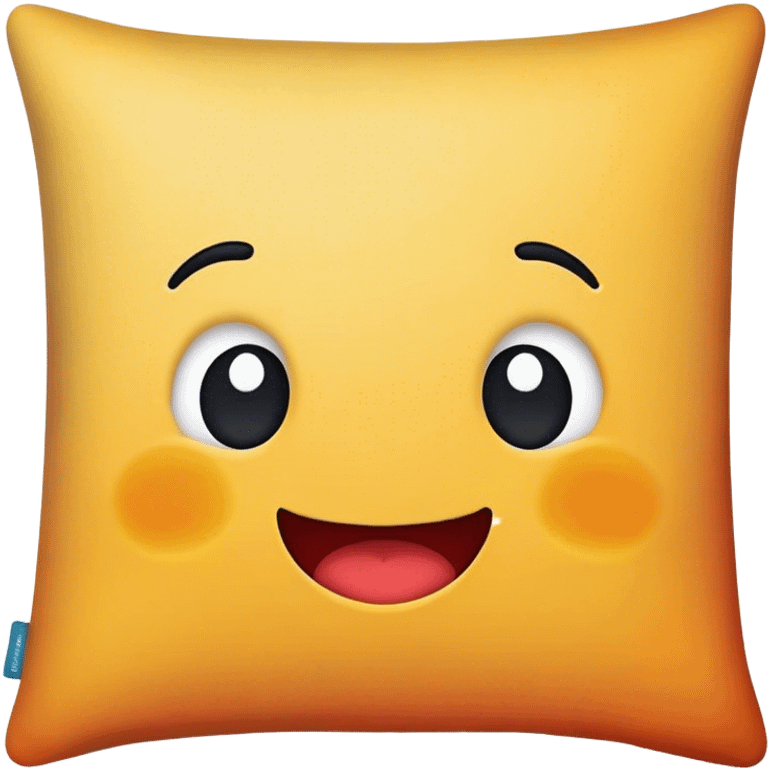 A colorful pillow yawning with a playful, cozy expression emoji