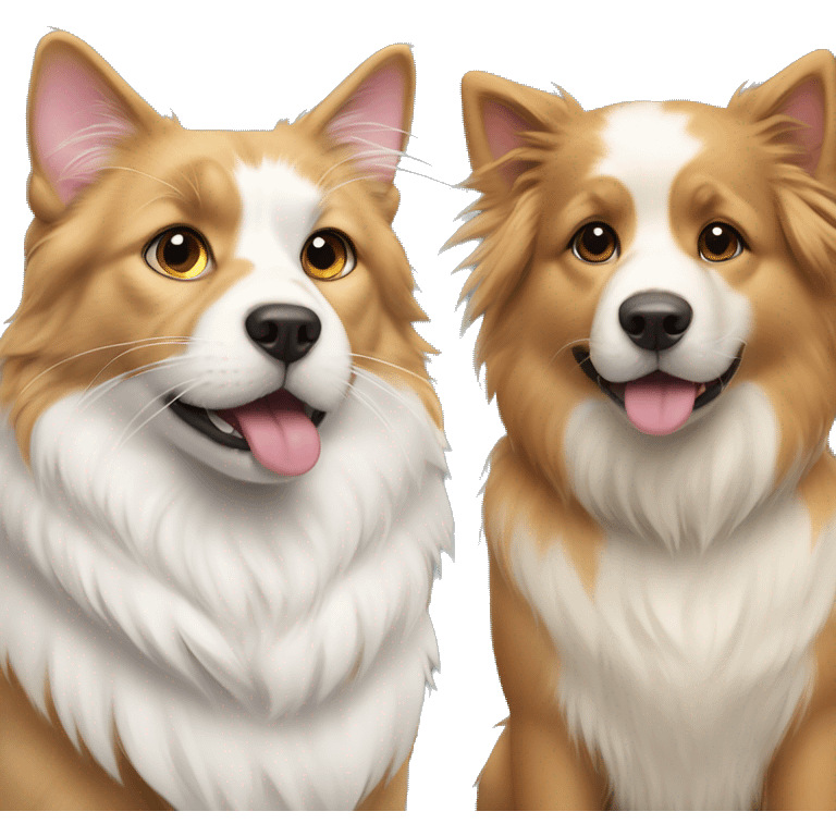 Calico cat and Pyrenees dog emoji