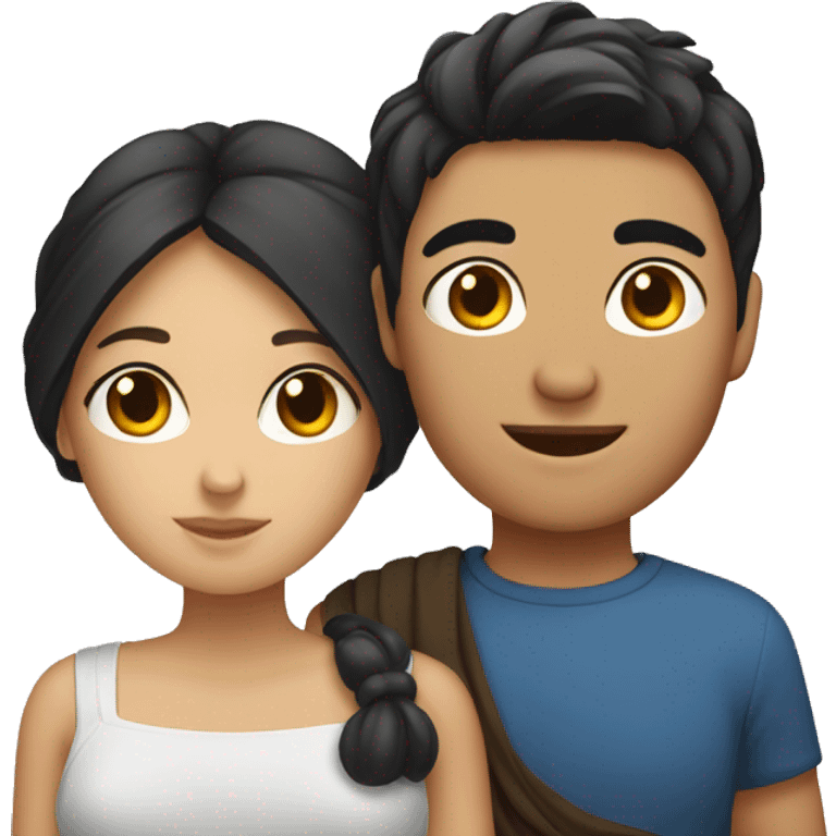 asian boy and greek girl couple  emoji