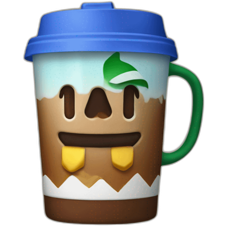 Mario bros drinking Starbucks emoji