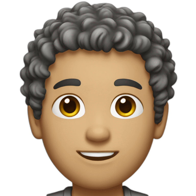 A white man with curly low fade hair style and he is wear a shert emoji