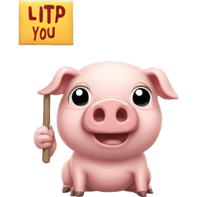 pig holding sign that says litp you liar emoji