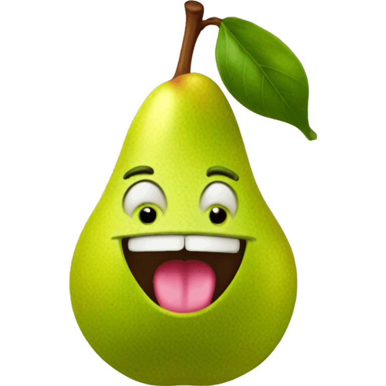 pear with big tongue emoji