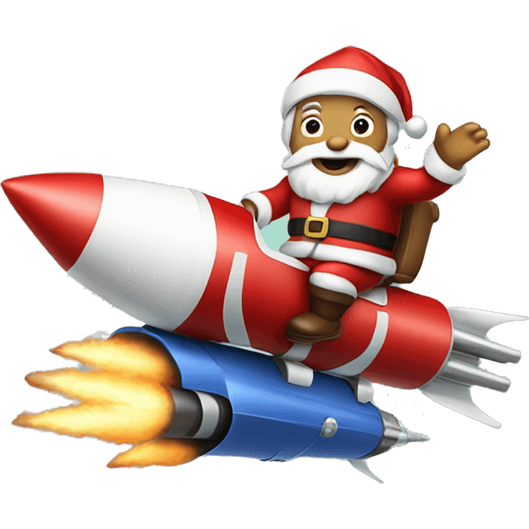 santa on a rocket with reindeers emoji