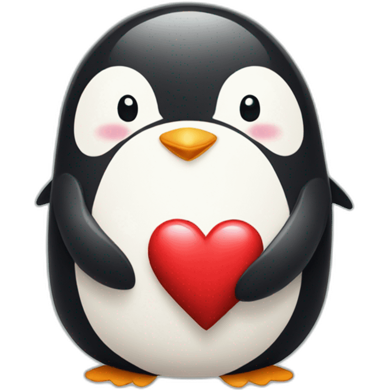 Penguin hugging a heart emoji