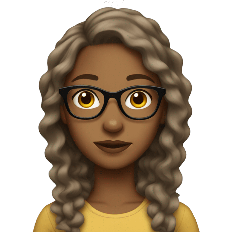 Brown girl with glasses wavy hair emoji