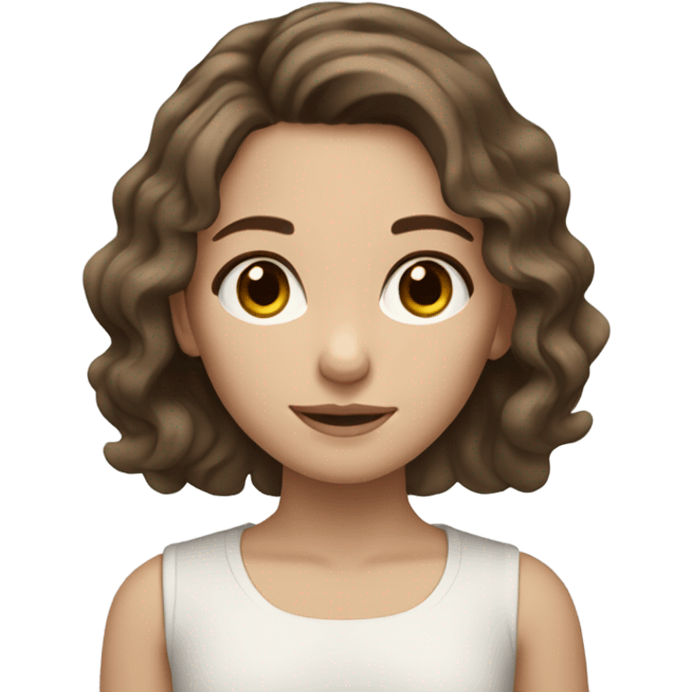 brunette girl with light brown eyes and wavy brown hair and paleish white skin emoji