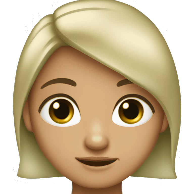 sou uma menina criança pele bege claro olhos verde claro cabelo no ombro castanho enrolado. com um coelho. emoji