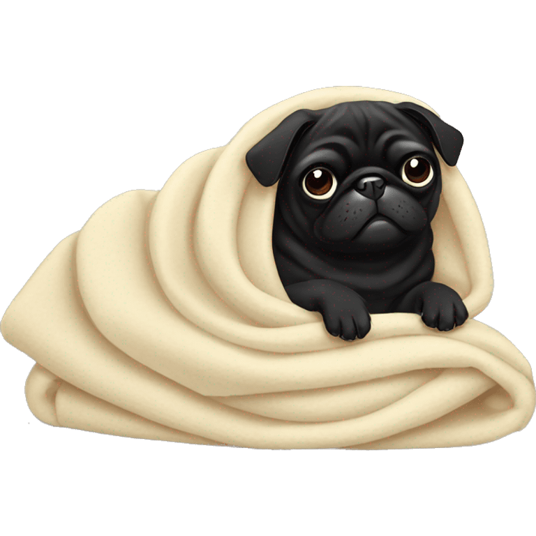 black pug-sleeping- in a blanket  emoji