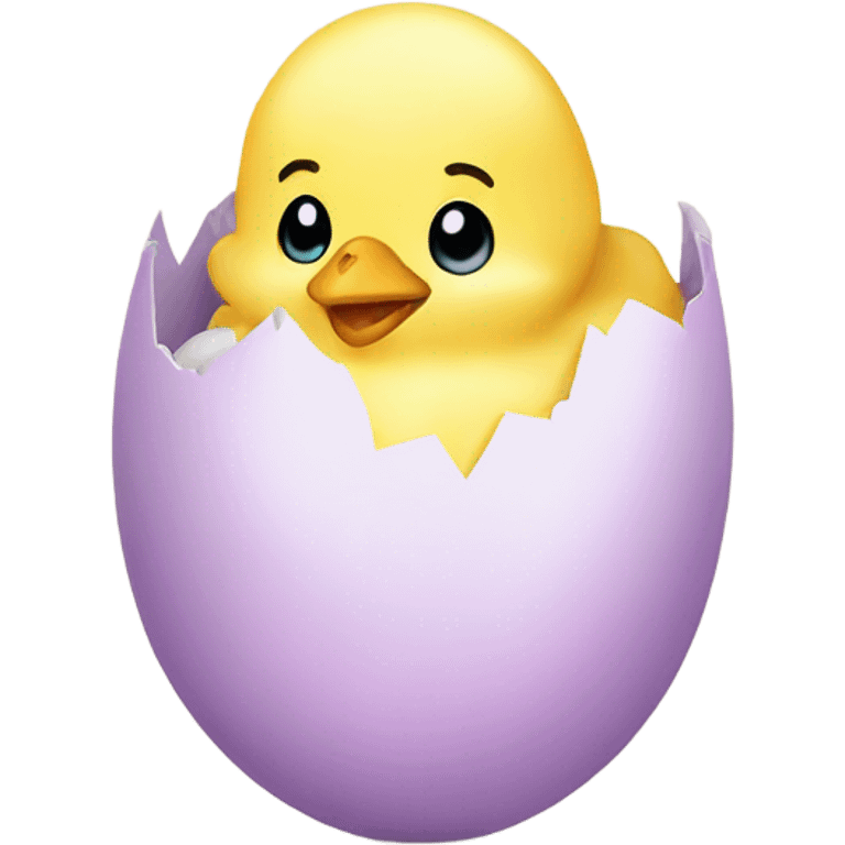 Pastel yellow chick hatching from egg  emoji