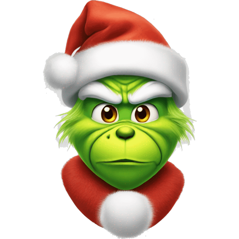 Grinch wearing Santa hat emoji