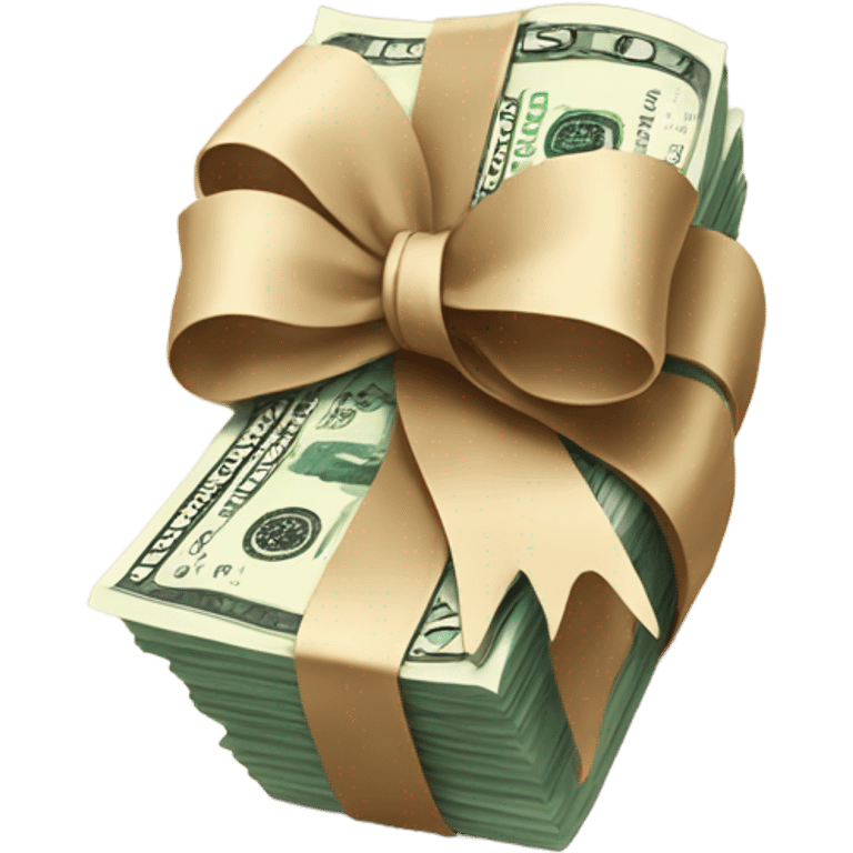 a bundle of money tied with a beige bow emoji