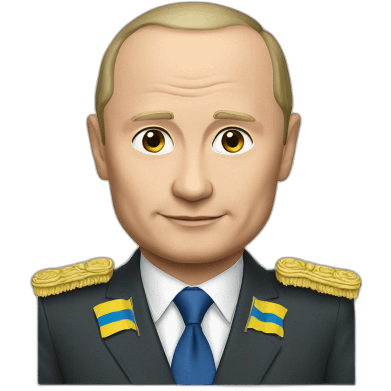 Putin with Ukrainian flag in background emoji