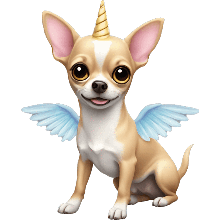 chihuahua with a unicorn wing flying emoji