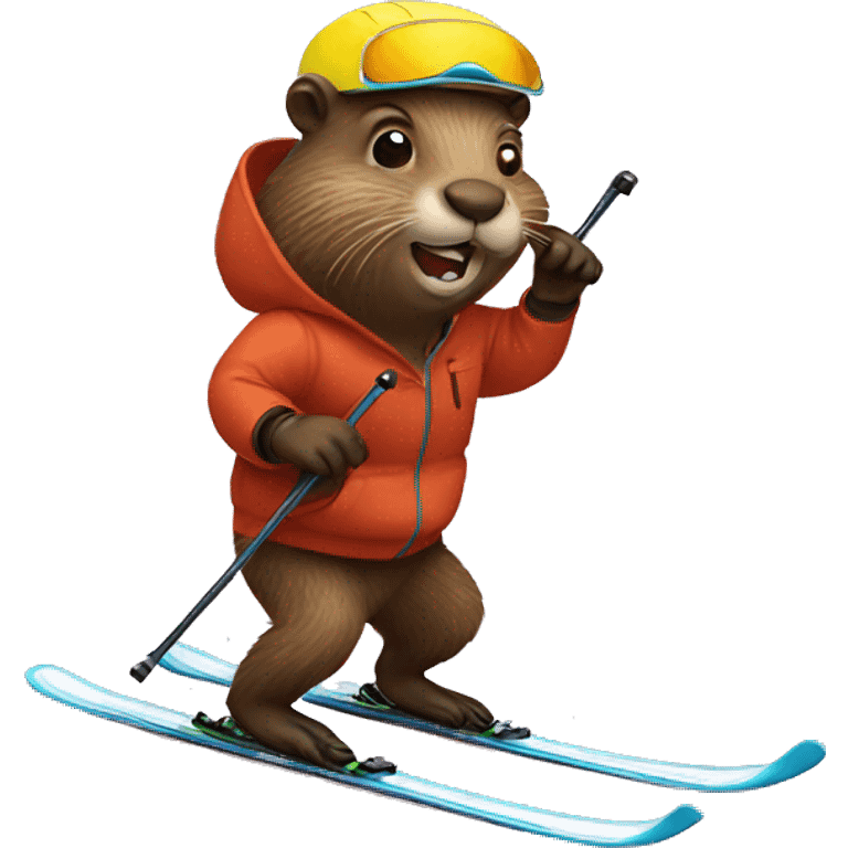 Skiing beaver emoji