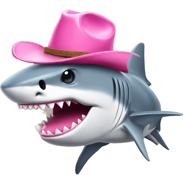 Shark with a pink cowgirl hat emoji