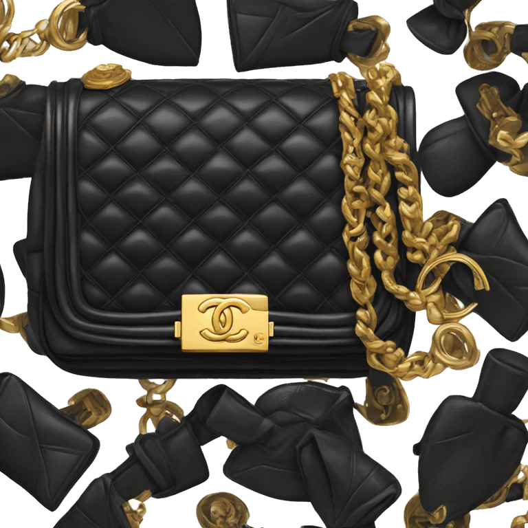 black chanel bag with gold hardware emoji