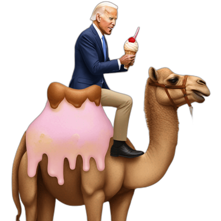 president biden eating ice cream on a camel emoji