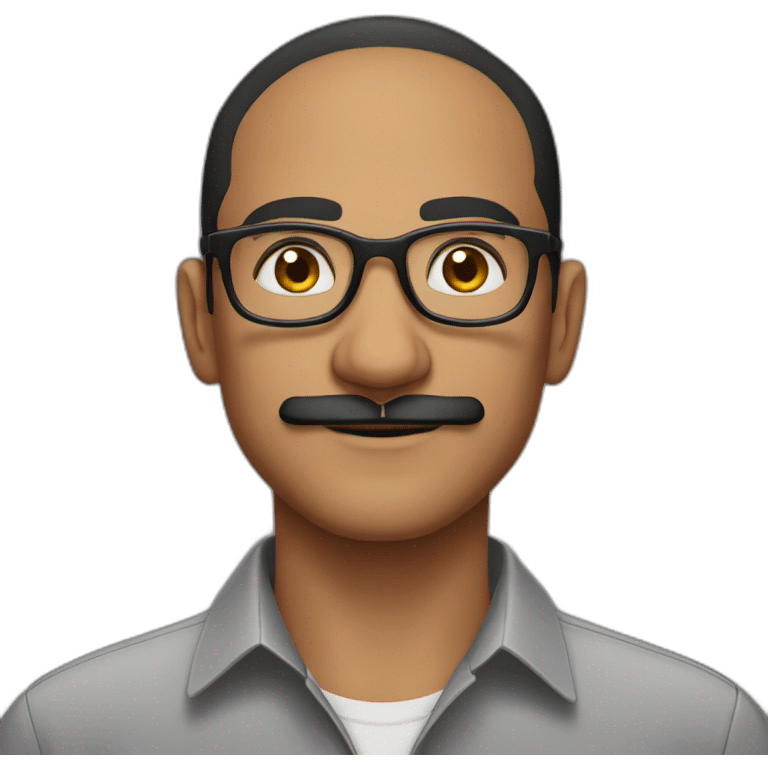 a light skin Pakistani man, wearing round glasses, short moustache, slicked black hair, collared shirt  emoji