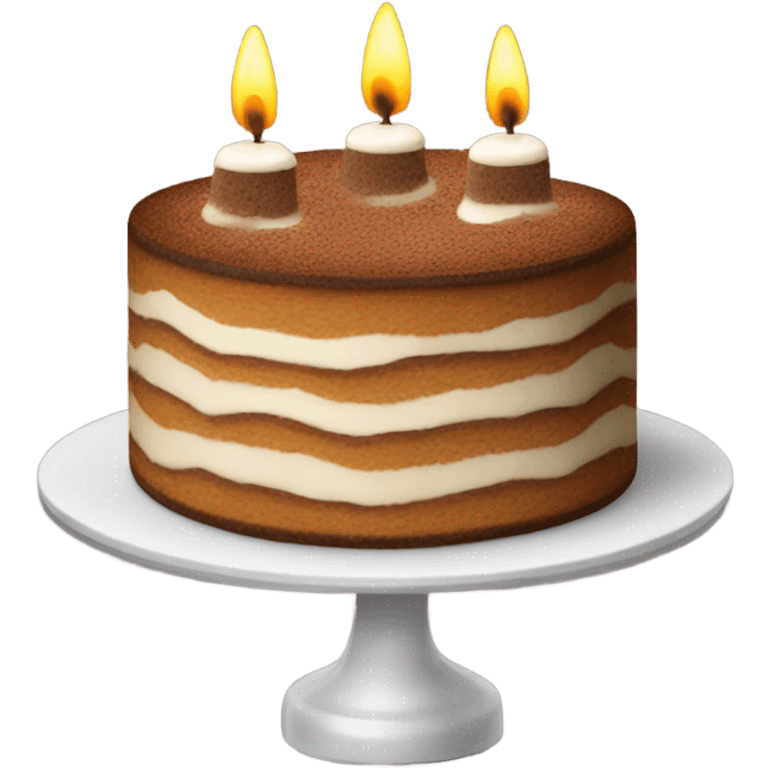 Tiramisu cake with candles emoji