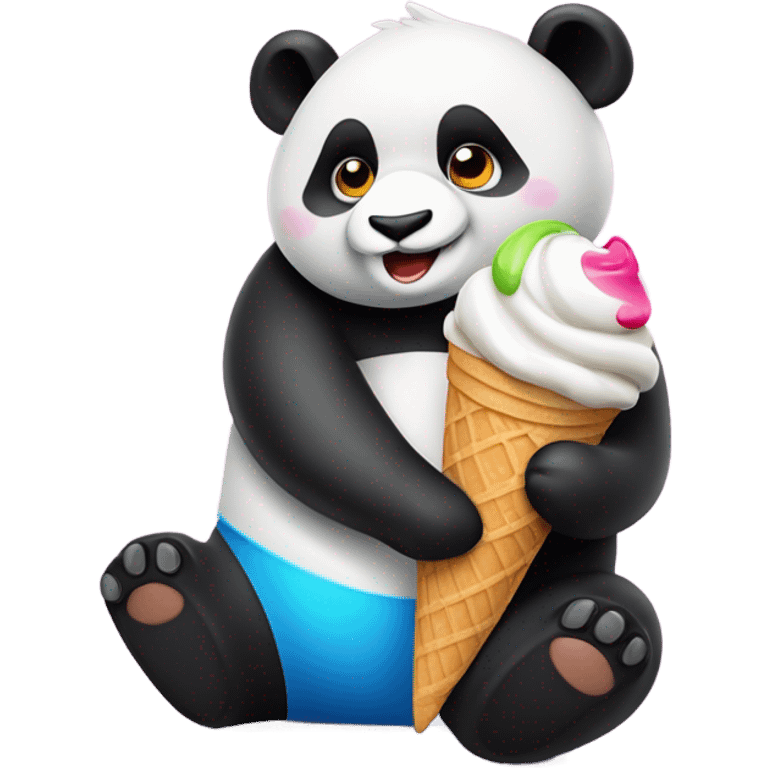 Panda eating ice cream emoji