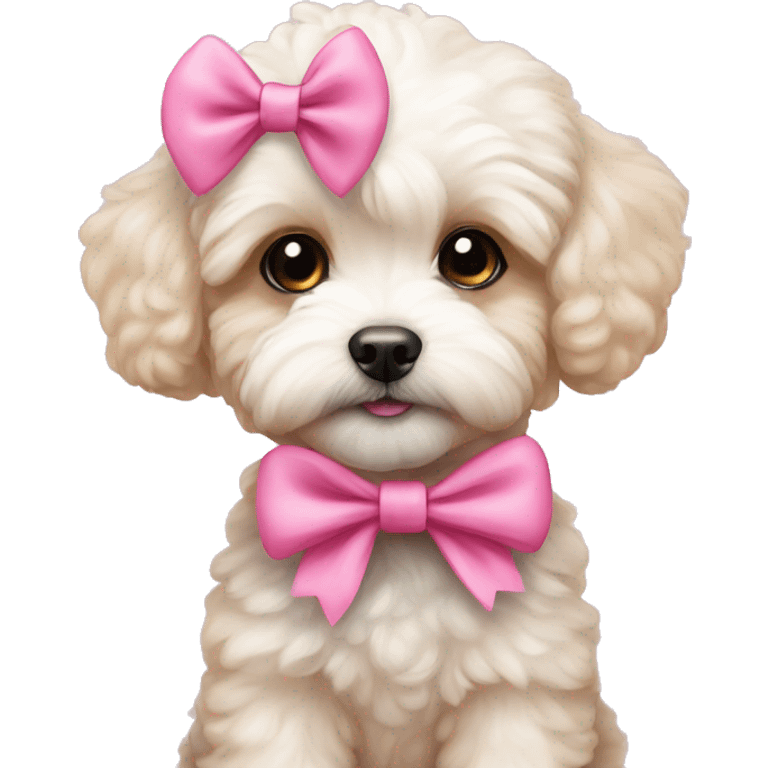 maltipoo puppy with a pink bow emoji