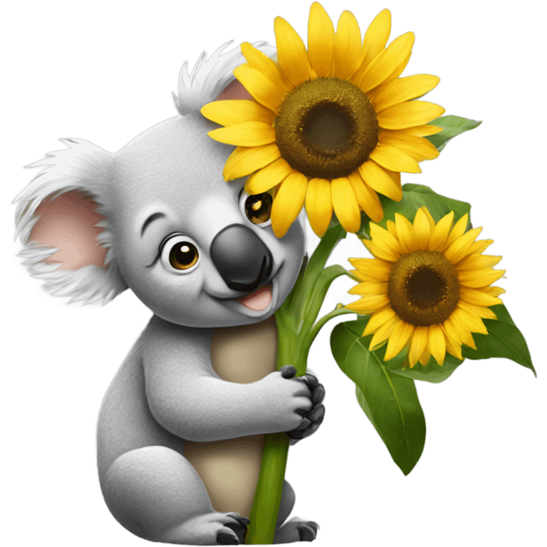 Koala kissing a sunflower emoji