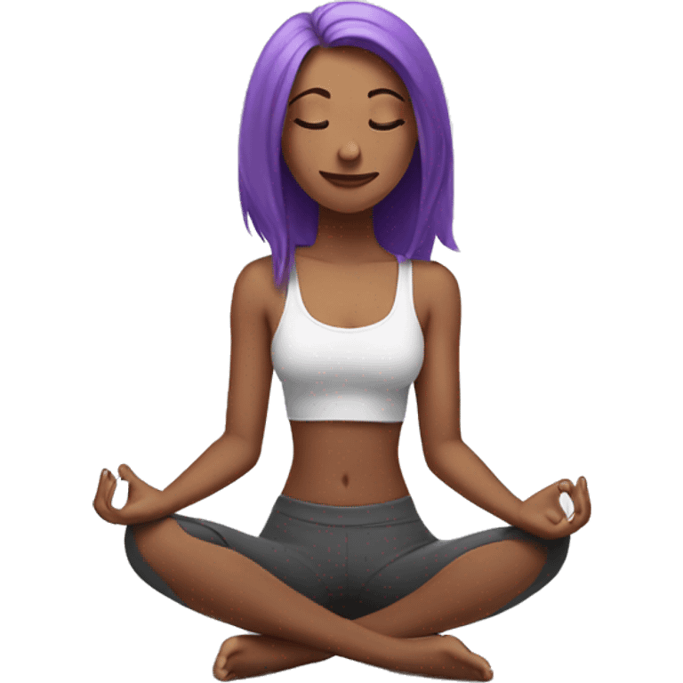 a girl with purple hair is sitting in a yoga pose emoji