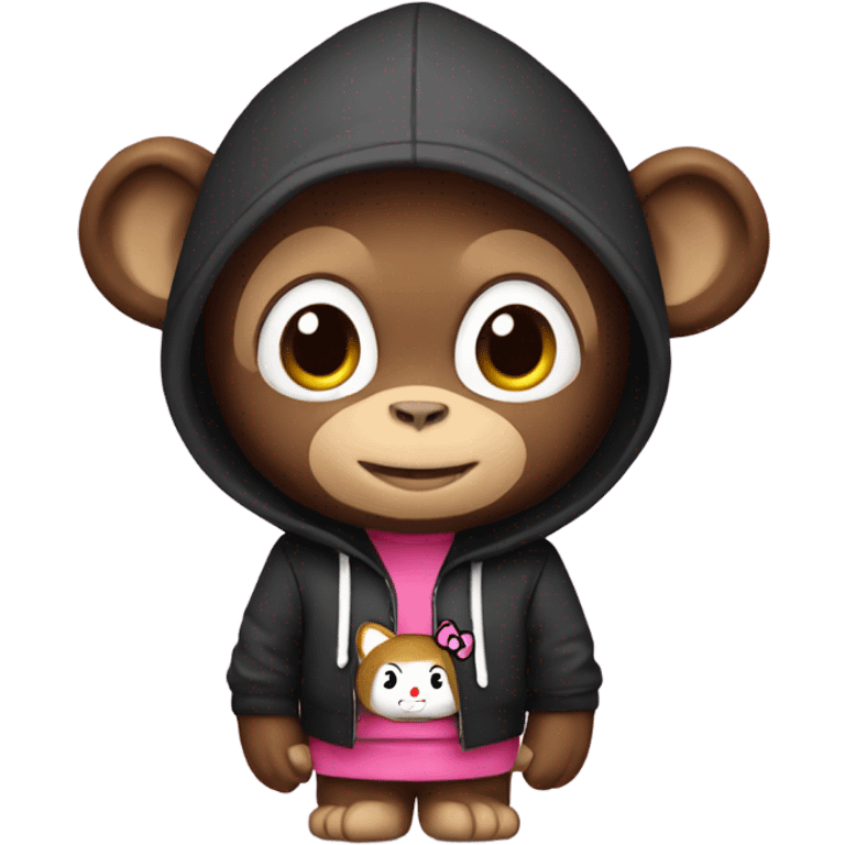 Monkey with hello kitty hoodie emoji