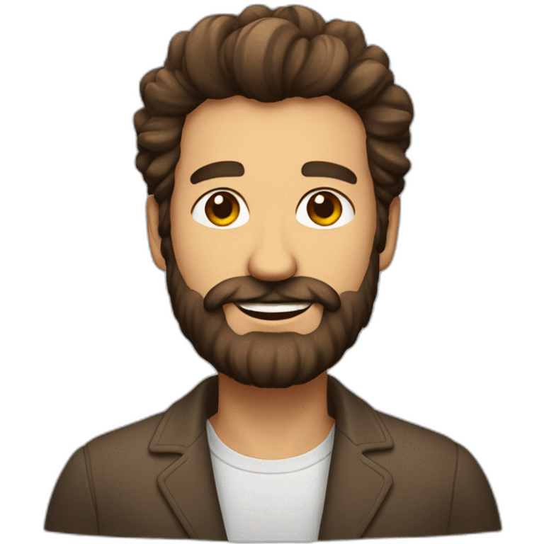 Un homme a barbe avec des cheveux brun emoji