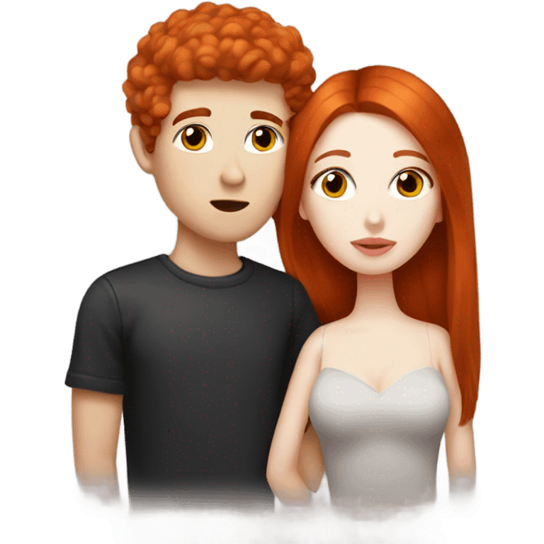 redhead model, kissing her boyfriend, pale skin, black hair emoji