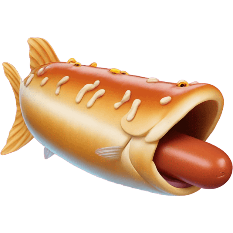 Fish eating hotdogs  emoji